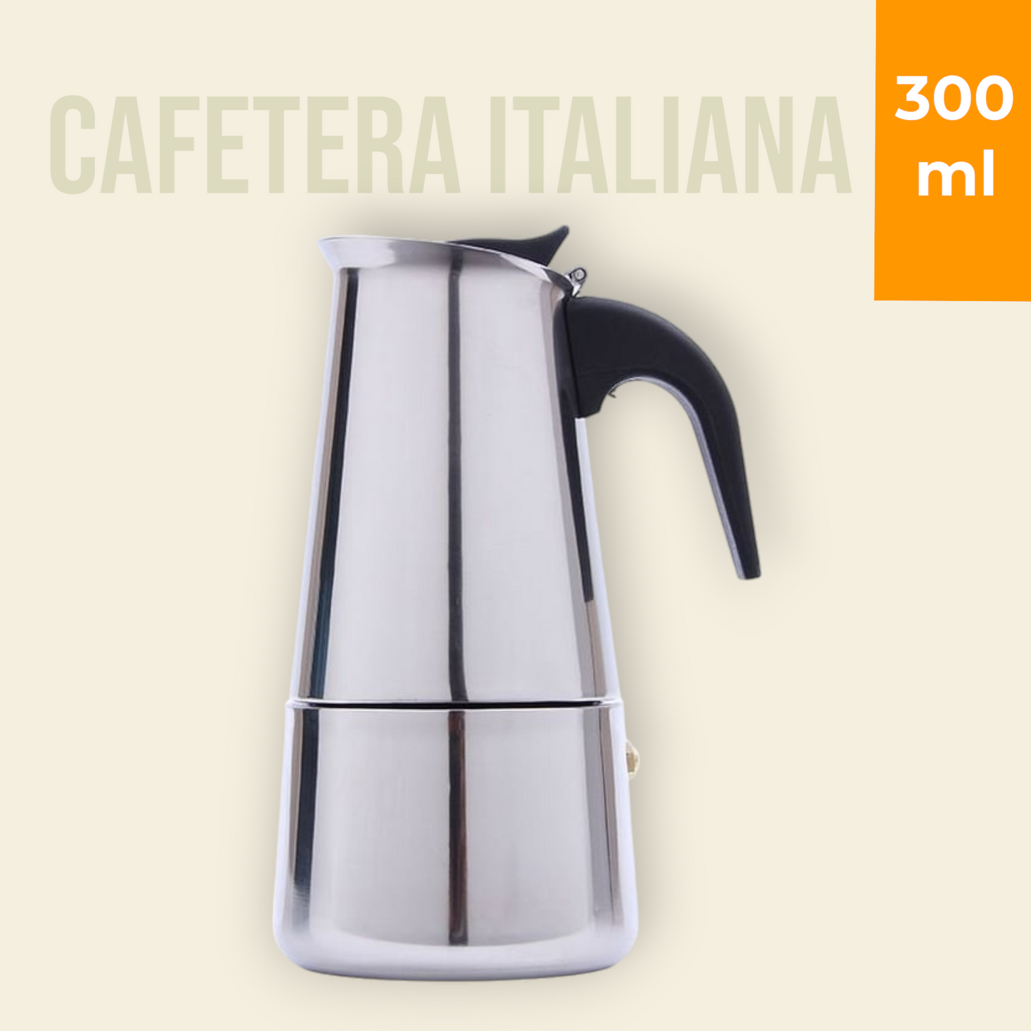 Cafetera Tipo Italiana En Acero Inoxidable 300ML - Envío Gratis