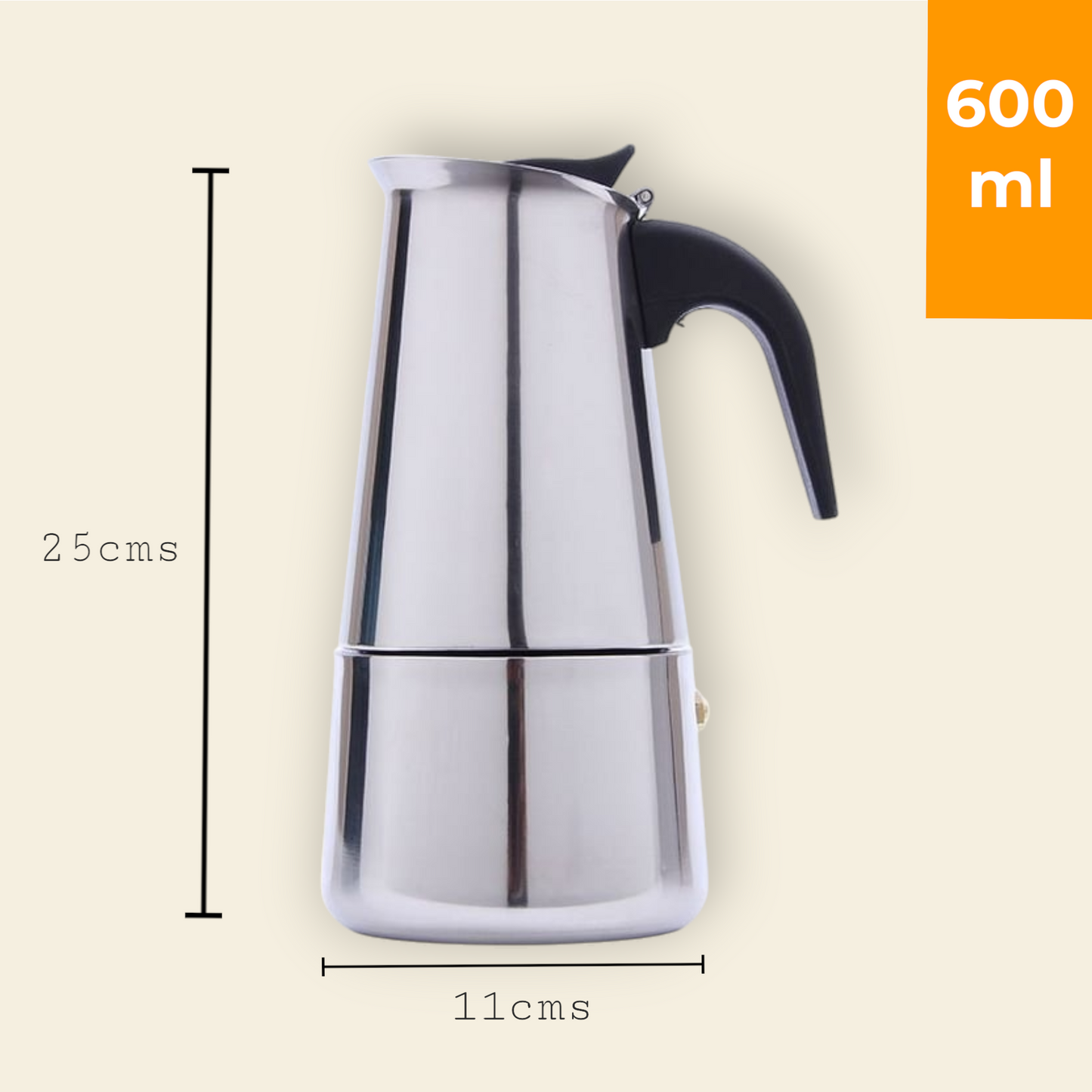 Cafetera Tipo Italiana En Acero Inoxidable 600ML - Envío Gratis